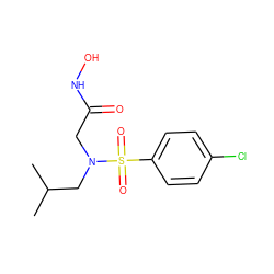 CC(C)CN(CC(=O)NO)S(=O)(=O)c1ccc(Cl)cc1 ZINC000013764031