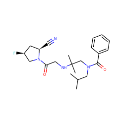 CC(C)CN(CC(C)(C)NCC(=O)N1C[C@@H](F)C[C@H]1C#N)C(=O)c1ccccc1 ZINC000040892076