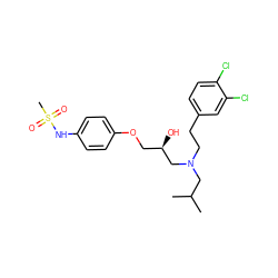 CC(C)CN(CCc1ccc(Cl)c(Cl)c1)C[C@H](O)COc1ccc(NS(C)(=O)=O)cc1 ZINC000040431361