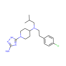 CC(C)CN(CCc1ccc(Cl)cc1)C1CCN(c2nc(N)n[nH]2)CC1 ZINC001772632702