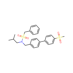 CC(C)CN(Cc1ccc(-c2ccc(S(C)(=O)=O)cc2)cc1)S(=O)(=O)Cc1ccccc1 ZINC000143850160