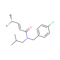 CC(C)CN(Cc1ccc(Cl)cc1)C(=O)/C=C/[C@@H](C)Br ZINC000103280895