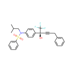 CC(C)CN(c1ccc([C@@](O)(C#CCc2ccccc2)C(F)(F)F)cc1)S(=O)(=O)c1ccccc1 ZINC000084688113