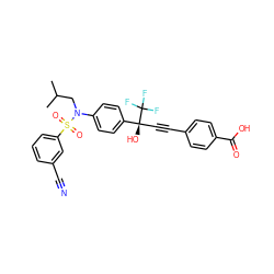 CC(C)CN(c1ccc([C@@](O)(C#Cc2ccc(C(=O)O)cc2)C(F)(F)F)cc1)S(=O)(=O)c1cccc(C#N)c1 ZINC000084690524