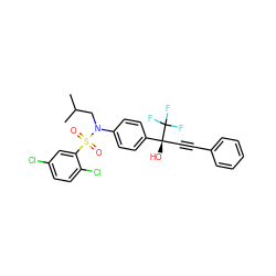 CC(C)CN(c1ccc([C@@](O)(C#Cc2ccccc2)C(F)(F)F)cc1)S(=O)(=O)c1cc(Cl)ccc1Cl ZINC000084687789