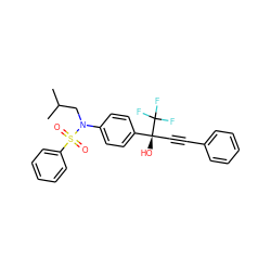 CC(C)CN(c1ccc([C@@](O)(C#Cc2ccccc2)C(F)(F)F)cc1)S(=O)(=O)c1ccccc1 ZINC000084688082