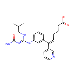 CC(C)CN/C(=N\C(N)=O)Nc1cccc(/C(=C\CCCC(=O)O)c2cccnc2)c1 ZINC000013796602