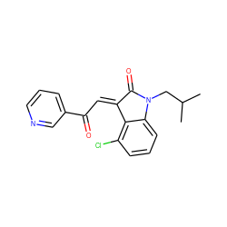 CC(C)CN1C(=O)/C(=C/C(=O)c2cccnc2)c2c(Cl)cccc21 ZINC000101412706