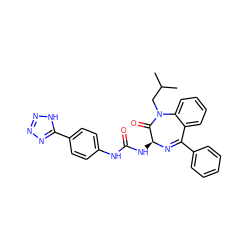 CC(C)CN1C(=O)[C@H](NC(=O)Nc2ccc(-c3nnn[nH]3)cc2)N=C(c2ccccc2)c2ccccc21 ZINC000027857171