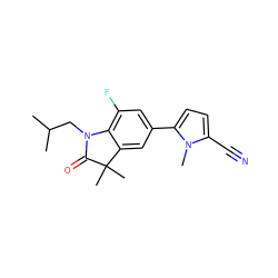 CC(C)CN1C(=O)C(C)(C)c2cc(-c3ccc(C#N)n3C)cc(F)c21 ZINC000029133194