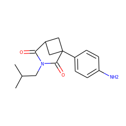 CC(C)CN1C(=O)C2CC(c3ccc(N)cc3)(C2)C1=O ZINC000013821336