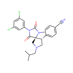 CC(C)CN1C[C@@H](c2ccc(C#N)cc2)[C@]2(C1)C(=O)N(c1cc(Cl)cc(Cl)c1)C(=O)N2C ZINC000037858958