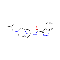 CC(C)CN1C[C@@H]2CC(NC(=O)c3nn(C)c4ccccc34)C[C@H](C1)N2C ZINC000026404136