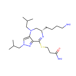 CC(C)CN1C[C@H](CCCCN)N=C(SCCC(N)=O)c2nn(CC(C)C)cc21 ZINC000139859115