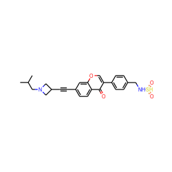 CC(C)CN1CC(C#Cc2ccc3c(=O)c(-c4ccc(CN[SH](=O)=O)cc4)coc3c2)C1 ZINC000169700855