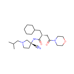 CC(C)CN1CC[C@@](C#N)(NC(=O)[C@@H](CC(=O)N2CCOCC2)CC2CCCCC2)C1 ZINC000028817766