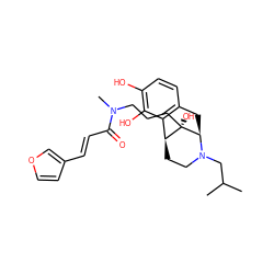 CC(C)CN1CC[C@H]2c3c(ccc(O)c3O)C[C@@H]1[C@]2(O)CCCN(C)C(=O)/C=C/c1ccoc1 ZINC000095595204