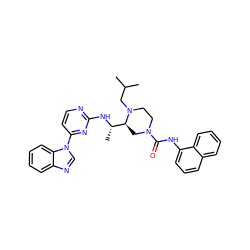 CC(C)CN1CCN(C(=O)Nc2cccc3ccccc23)C[C@H]1[C@H](C)Nc1nccc(-n2cnc3ccccc32)n1 ZINC000049678971