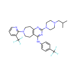 CC(C)CN1CCN(c2nc3c(c(Nc4ccc(C(F)(F)F)cc4)n2)CCN(c2ncccc2C(F)(F)F)CC3)CC1 ZINC000066260049