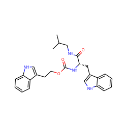 CC(C)CNC(=O)[C@H](Cc1c[nH]c2ccccc12)NC(=O)OCCc1c[nH]c2ccccc12 ZINC000029568969