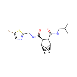 CC(C)CNC(=O)[C@H]1[C@H](C(=O)NCc2ncc(Br)s2)[C@@H]2C=C[C@H]1C21CC1 ZINC000653756196