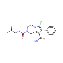 CC(C)CNC(=O)N1CCn2c(Cl)c(-c3ccccc3)c(C(N)=O)c2C1 ZINC000223378430