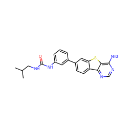 CC(C)CNC(=O)Nc1cccc(-c2ccc3c(c2)sc2c(N)ncnc23)c1 ZINC000203675605