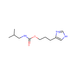 CC(C)CNC(=O)OCCCc1c[nH]cn1 ZINC000013782929