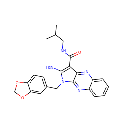 CC(C)CNC(=O)c1c(N)n(Cc2ccc3c(c2)OCO3)c2nc3ccccc3nc12 ZINC000005066950