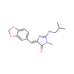 CC(C)CNC1=N/C(=C\c2ccc3c(c2)OCO3)C(=O)N1C ZINC000072110205