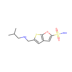 CC(C)CNCc1cc2cc(S(N)(=O)=O)oc2s1 ZINC000000004108