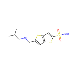 CC(C)CNCc1cc2sc(S(N)(=O)=O)cc2s1 ZINC000000004389