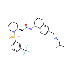 CC(C)CNCc1ccc2c(c1)CCC[C@H]2NC(=O)C[C@@H]1CCCCN1S(=O)(=O)c1cccc(C(F)(F)F)c1 ZINC000036161507