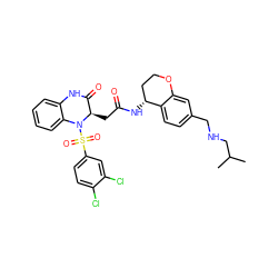 CC(C)CNCc1ccc2c(c1)OCC[C@H]2NC(=O)C[C@@H]1C(=O)Nc2ccccc2N1S(=O)(=O)c1ccc(Cl)c(Cl)c1 ZINC000049823185