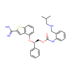 CC(C)CNCc1ccccc1NC(=O)OC[C@H](Oc1cccc2sc(C(=N)N)cc12)c1ccccc1 ZINC000045367593