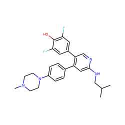 CC(C)CNc1cc(-c2ccc(N3CCN(C)CC3)cc2)c(-c2cc(F)c(O)c(F)c2)cn1 ZINC000473092176