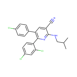 CC(C)CNc1nc(-c2ccc(Cl)cc2Cl)c(-c2ccc(Cl)cc2)cc1C#N ZINC000028902976