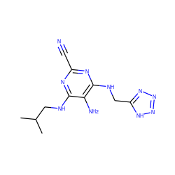 CC(C)CNc1nc(C#N)nc(NCc2nnn[nH]2)c1N ZINC000040402260