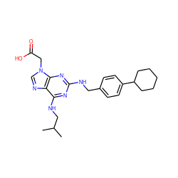 CC(C)CNc1nc(NCc2ccc(C3CCCCC3)cc2)nc2c1ncn2CC(=O)O ZINC000066074481