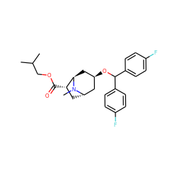 CC(C)COC(=O)[C@H]1C[C@H]2C[C@H](OC(c3ccc(F)cc3)c3ccc(F)cc3)C[C@H]1N2C ZINC000101090248