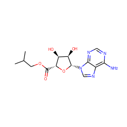 CC(C)COC(=O)[C@H]1O[C@@H](n2cnc3c(N)ncnc32)[C@H](O)[C@@H]1O ZINC000013604505