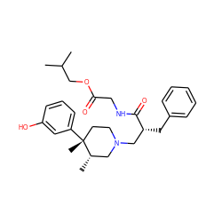 CC(C)COC(=O)CNC(=O)[C@H](Cc1ccccc1)CN1CC[C@@](C)(c2cccc(O)c2)[C@@H](C)C1 ZINC000003782344