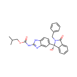 CC(C)COC(=O)Nc1nc2cc([C@]3(O)c4ccccc4C(=O)N3Cc3ccccc3)ccc2[nH]1 ZINC000117126982