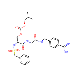 CC(C)COC(=O)OC[C@@H](NS(=O)(=O)Cc1ccccc1)C(=O)NCC(=O)NCc1ccc(C(=N)N)cc1 ZINC000027725295