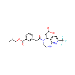 CC(C)COC(=O)c1cccc(CC(=O)N2CCNc3nc(C(F)(F)F)ccc3[C@H]2CC(=O)O)c1 ZINC000299821942