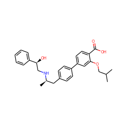 CC(C)COc1cc(-c2ccc(C[C@@H](C)NC[C@H](O)c3ccccc3)cc2)ccc1C(=O)O ZINC000040980544