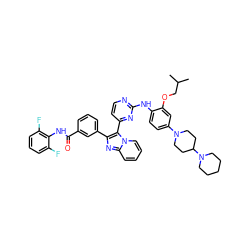 CC(C)COc1cc(N2CCC(N3CCCCC3)CC2)ccc1Nc1nccc(-c2c(-c3cccc(C(=O)Nc4c(F)cccc4F)c3)nc3ccccn23)n1 ZINC000165074872