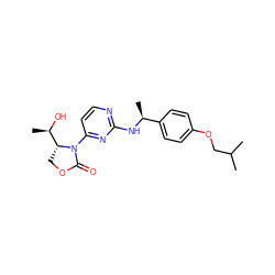 CC(C)COc1ccc([C@H](C)Nc2nccc(N3C(=O)OC[C@@H]3[C@@H](C)O)n2)cc1 ZINC000221908700