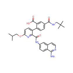 CC(C)COc1ccc(-c2ccc(C(=O)NCC(C)(C)C)cc2C(=O)O)c(C(=O)Nc2ccc3c(N)nccc3c2)n1 ZINC000096283222