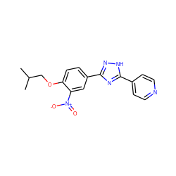 CC(C)COc1ccc(-c2n[nH]c(-c3ccncc3)n2)cc1[N+](=O)[O-] ZINC000039365995